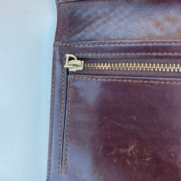 Hugo Boss Vintage Brown Croc-Embossed Tri-Fold Clutch Wallet Billfold Buckle - Picture 9 of 12